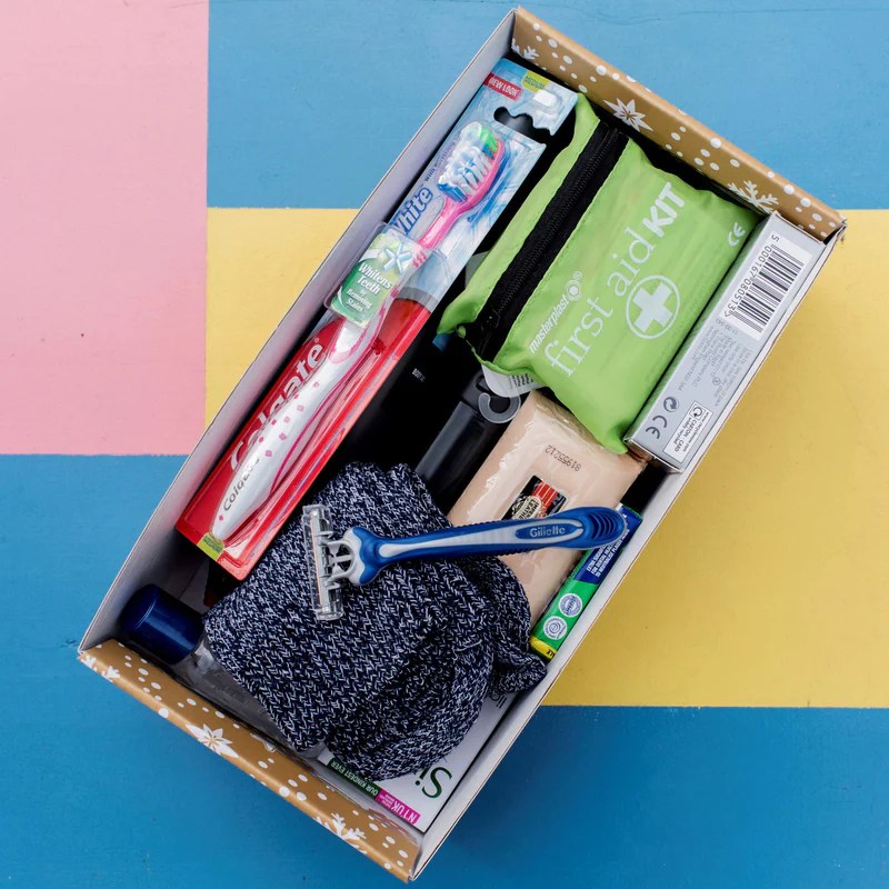 to buy 10 basic toiletry packs for homeless refugees with no access to facilities